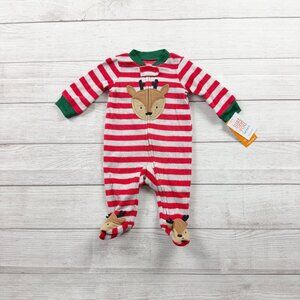 NWT Carter’s Fleece Striped Reindeer Pajamas
